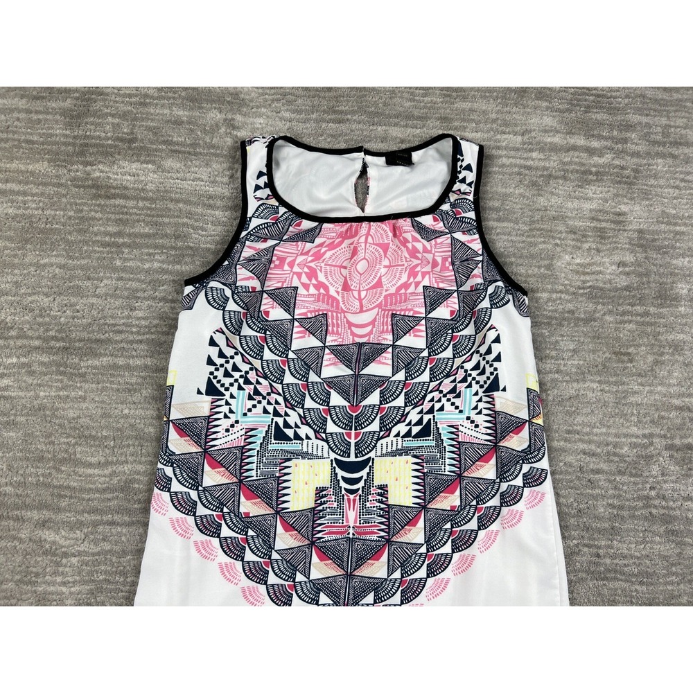 Worthington Dress Womens M White Pink Geometric Kaleidoscope Sleeveless Shift - Picture 2 of 11
